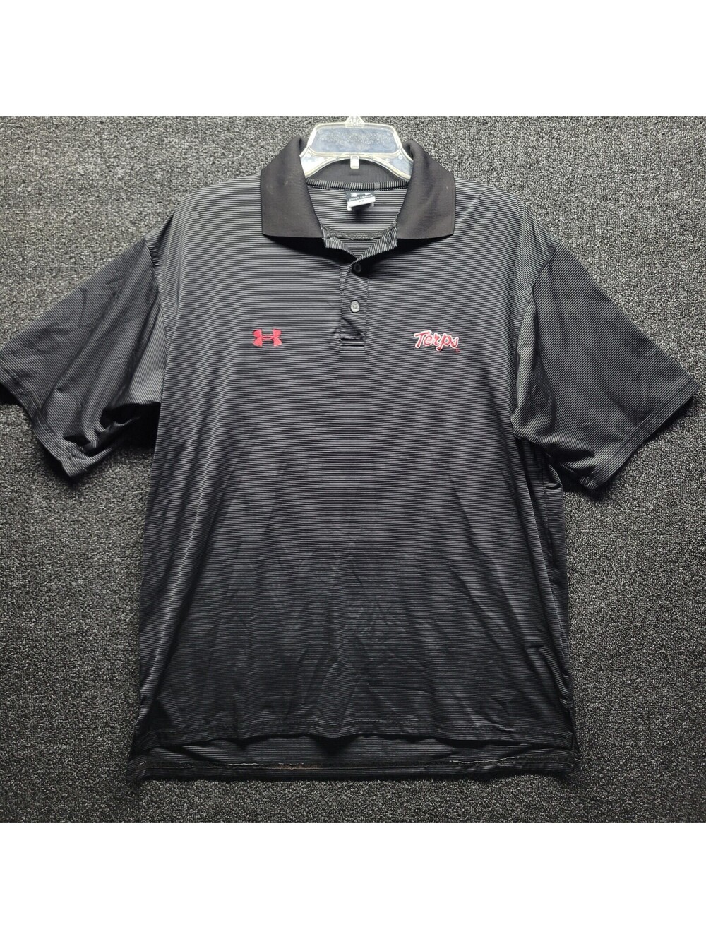 Under Armour Maryland Terrapins Polo Shirt Men's Sz M Black Plain Logo Terps Top